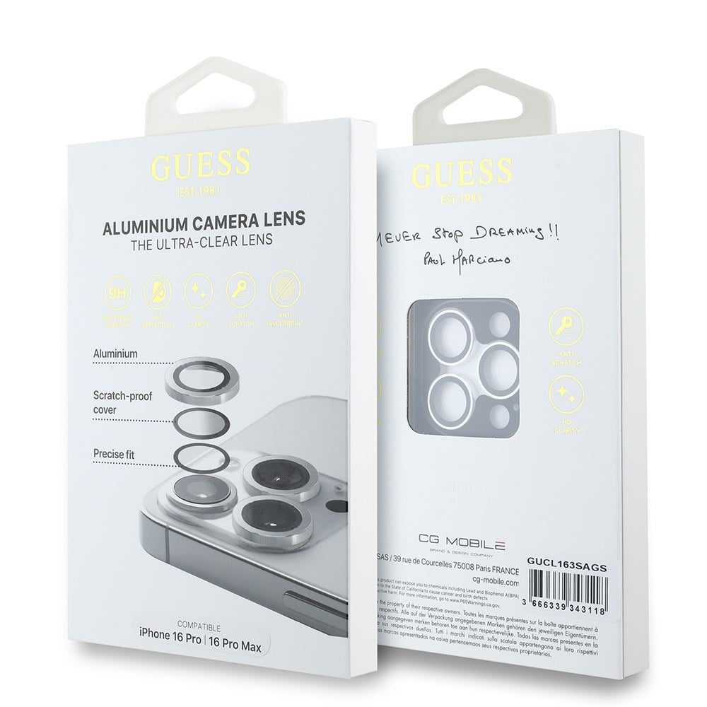 Apple iPhone 17 Pro Max Guess Orjinal Lisanslı Metal Kamera Lens Koruyucu