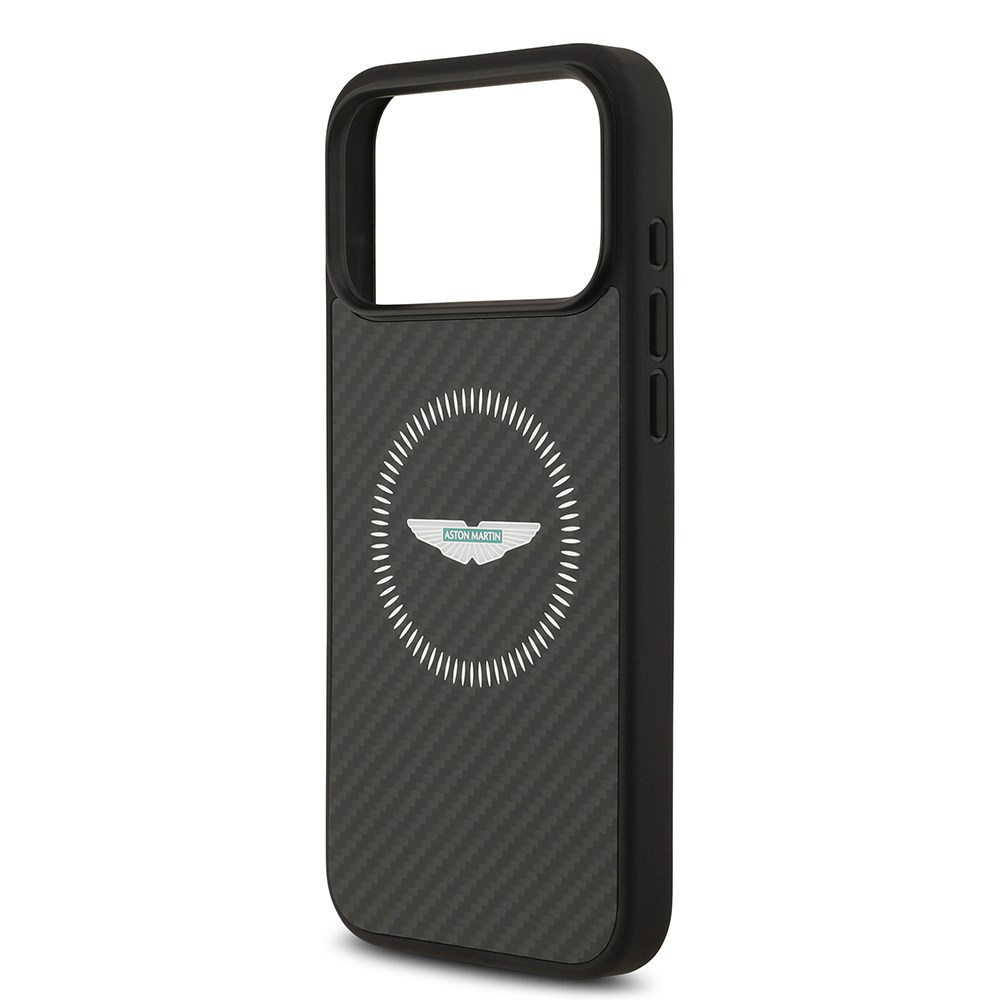Apple iPhone 17 Pro Max Kılıf Aston Martin Orjinal Lisanslı M-safe Şarj Özellikli Karbon Fiber Kapak