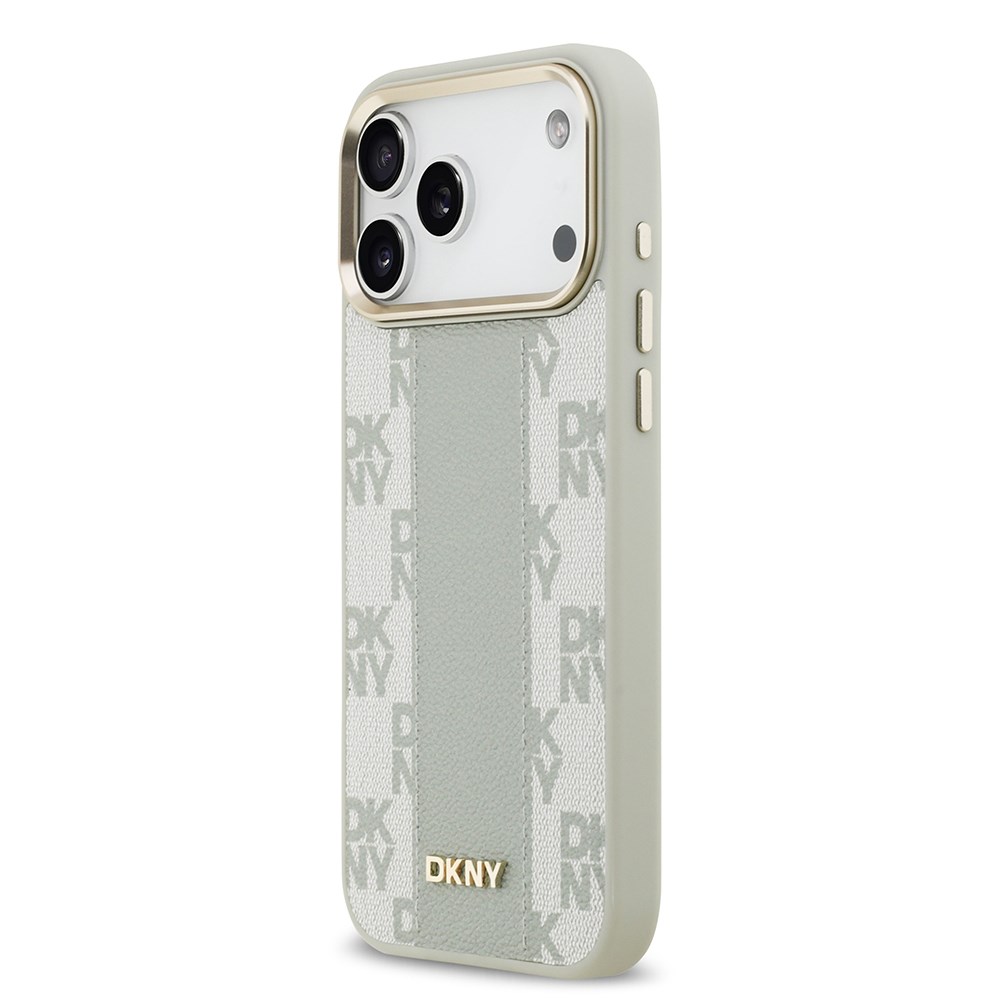Apple iPhone 17 Pro Max Kılıf DKNY Orjinal Lisanslı M-safe Şarj Özellikli 3D Yazılı Checkered Pattern Kapak