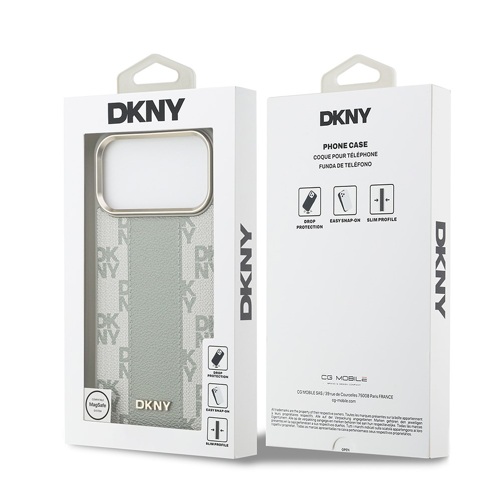 Apple iPhone 17 Pro Max Kılıf DKNY Orjinal Lisanslı M-safe Şarj Özellikli 3D Yazılı Checkered Pattern Kapak