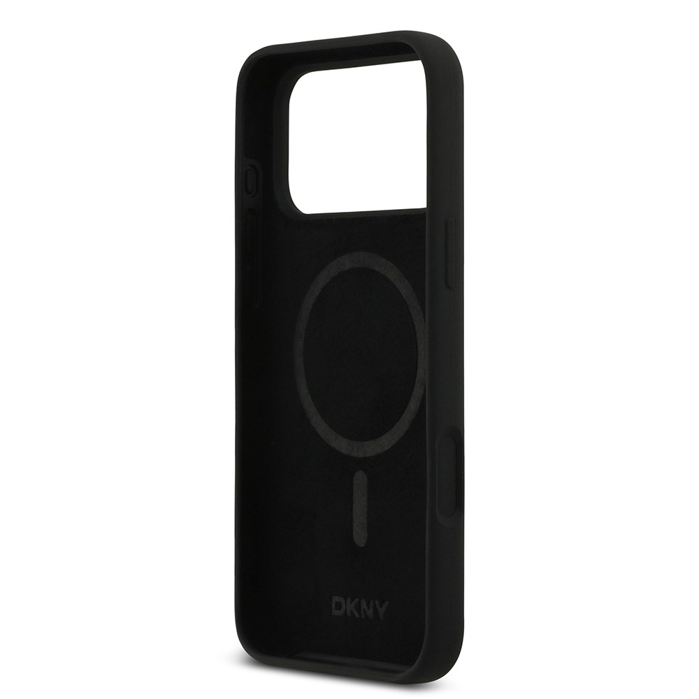 Apple iPhone 17 Pro Max Kılıf DKNY Orjinal Lisanslı M-safe Şarj Özellikli Metal Logolu Silikon Kapak