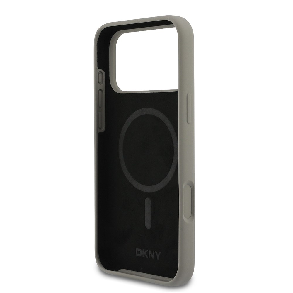 Apple iPhone 17 Pro Max Kılıf DKNY Orjinal Lisanslı M-safe Şarj Özellikli Metal Logolu Silikon Kapak