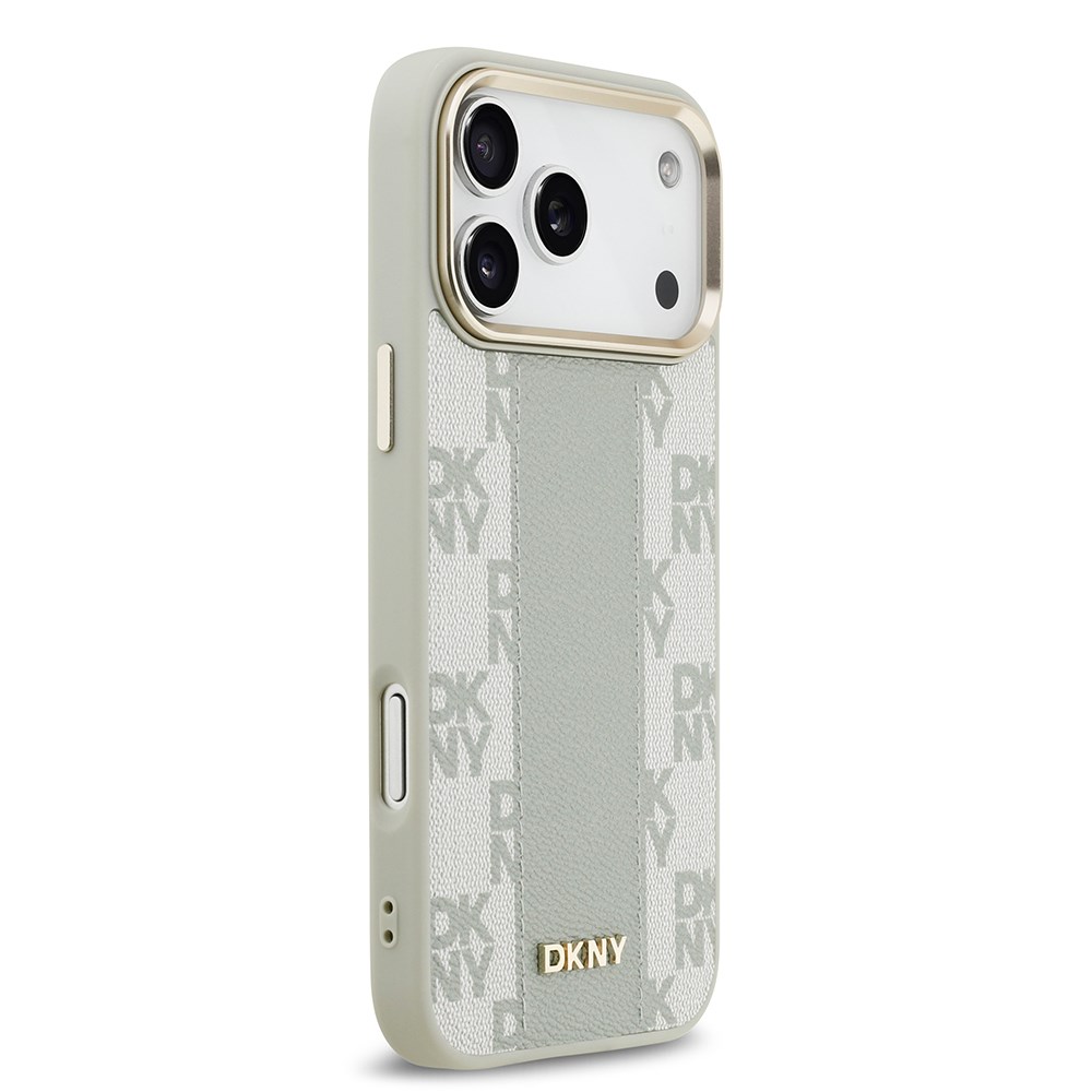 Apple iPhone 17 Pro Max Kılıf DKNY Orjinal Lisanslı M-safe Şarj Özellikli 3D Yazılı Checkered Pattern Kapak
