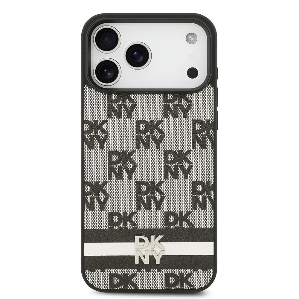 Apple iPhone 17 Pro Max Kılıf DKNY Orjinal Lisanslı M-safe Şarj Özellikli 3D Yazılı Metal Logolu Kapak