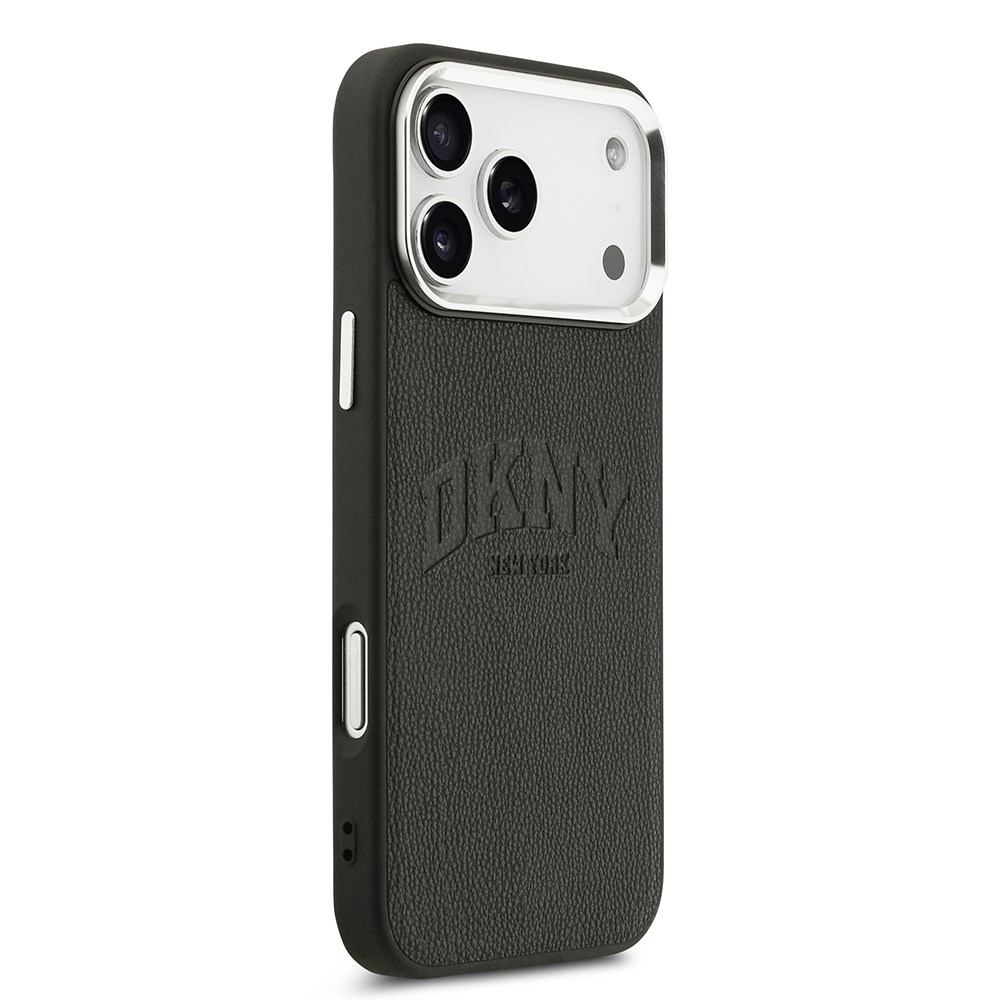 Apple iPhone 17 Pro Max Kılıf DKNY Orjinal Lisanslı M-safe Şarj Özellikli PU Deri Kabartmalı Kapak