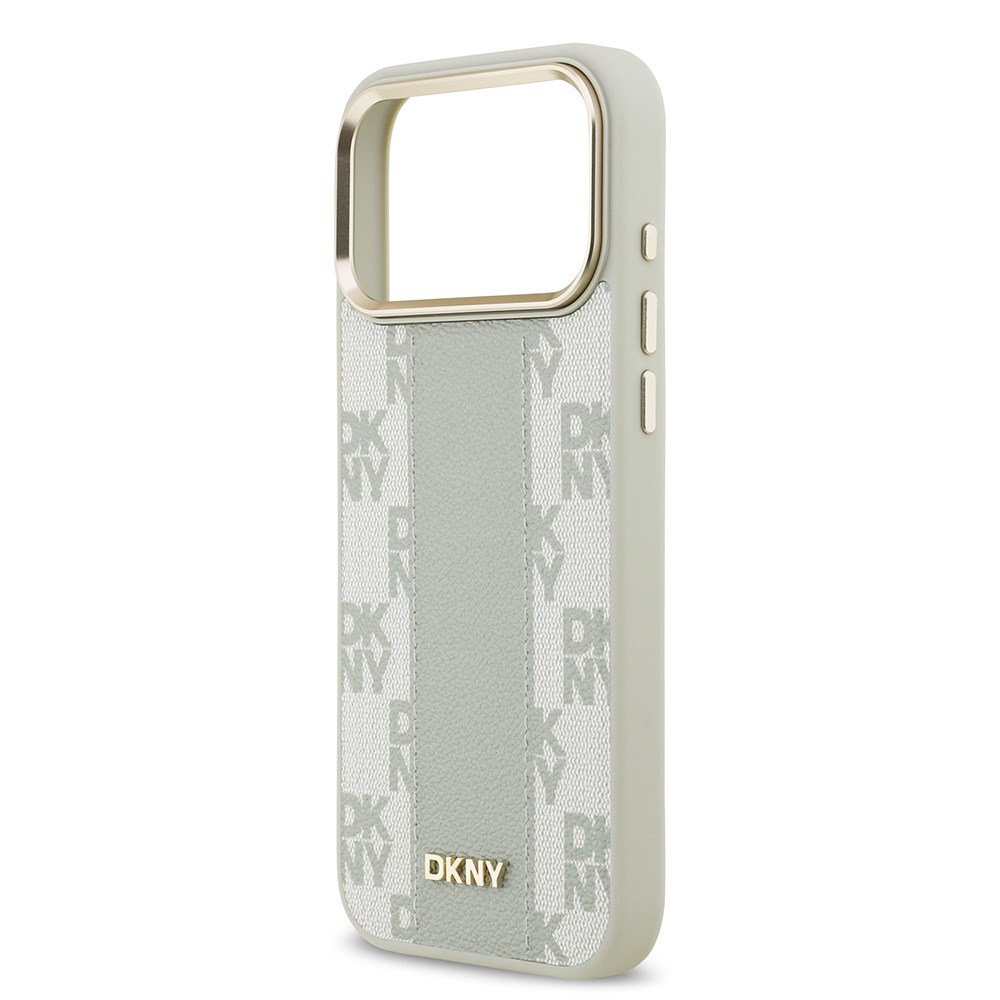 Apple iPhone 17 Pro Max Kılıf DKNY Orjinal Lisanslı M-safe Şarj Özellikli 3D Yazılı Checkered Pattern Kapak