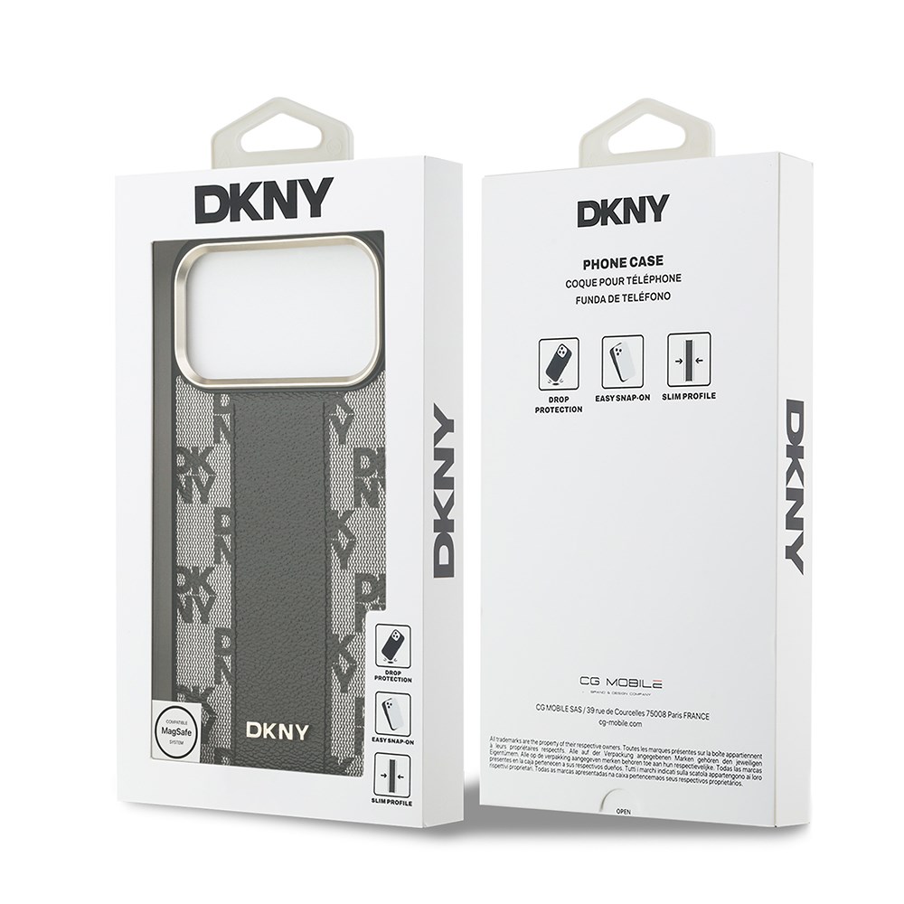 Apple iPhone 17 Pro Max Kılıf DKNY Orjinal Lisanslı M-safe Şarj Özellikli 3D Yazılı Checkered Pattern Kapak