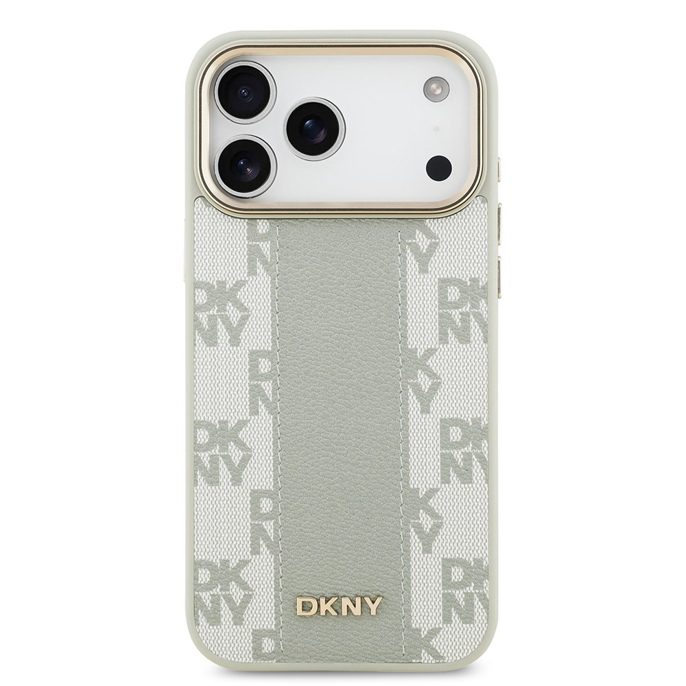 Apple iPhone 17 Pro Max Kılıf DKNY Orjinal Lisanslı M-safe Şarj Özellikli 3D Yazılı Checkered Pattern Kapak