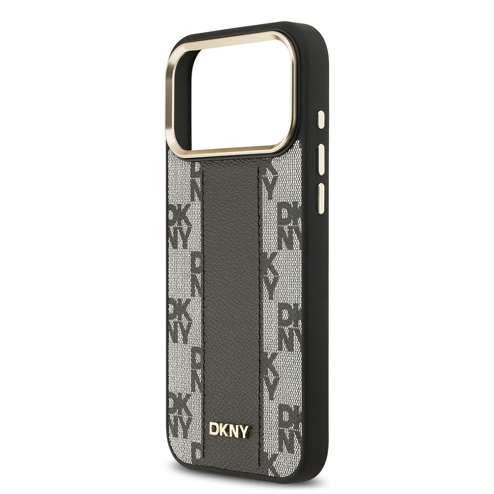 Apple iPhone 17 Pro Max Kılıf DKNY Orjinal Lisanslı M-safe Şarj Özellikli 3D Yazılı Checkered Pattern Kapak