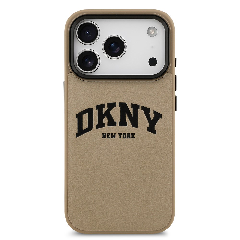 Apple iPhone 17 Pro Max Kılıf DKNY Orjinal Lisanslı M-safe Şarj Özellikli PU Deri Kabartmalı Kapak