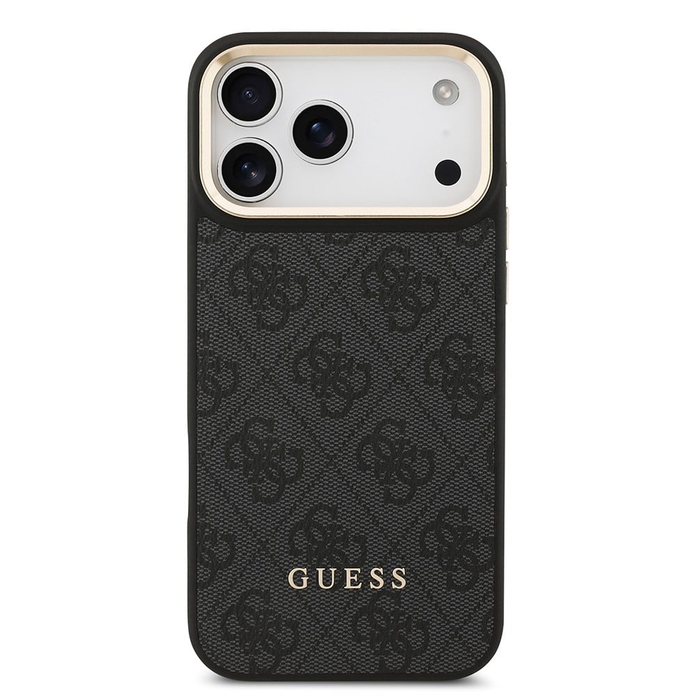 Apple iPhone 17 Pro Max Kılıf Guess Orjinal Lisanslı M-safe Şarj Özellikli 4G Metal Büyük Logolu Kartlıklı Kapak