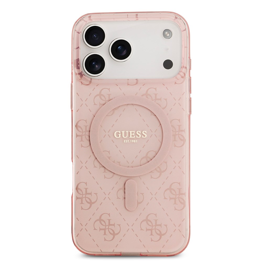 Apple iPhone 17 Pro Max Kılıf Guess Orjinal Lisanslı M-safe Şarj Özellikli IML Baskılı Klasik Logolu 4G Desenli Kapak