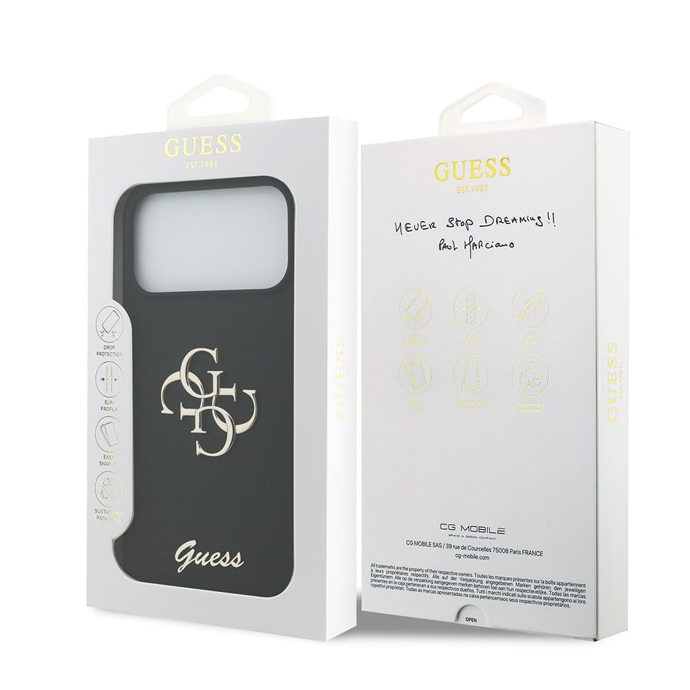 Apple iPhone 17 Pro Max Kılıf Guess Orjinal Lisanslı Grained Yazı Logolu Kapak