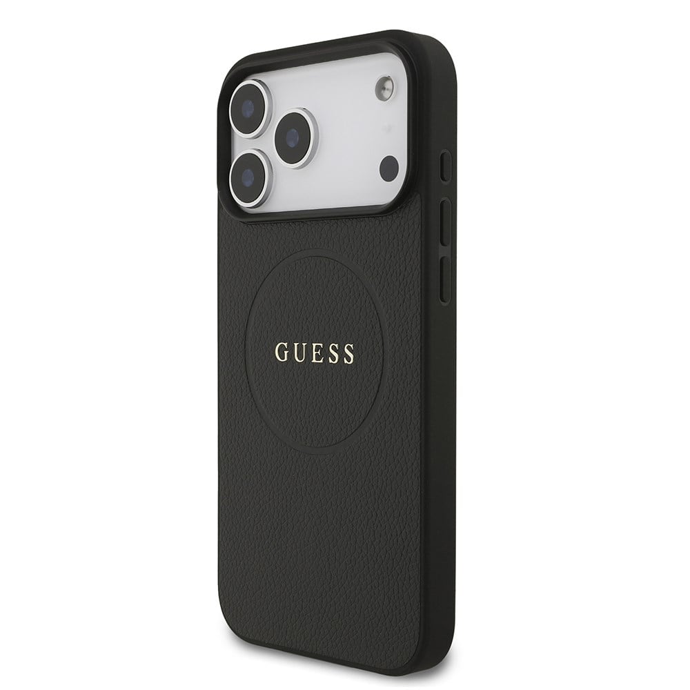 Apple iPhone 17 Pro Max Kılıf Guess Orjinal Lisanslı M-safe Şarj Özellikli Yazı Logolu PU Deri Kapak