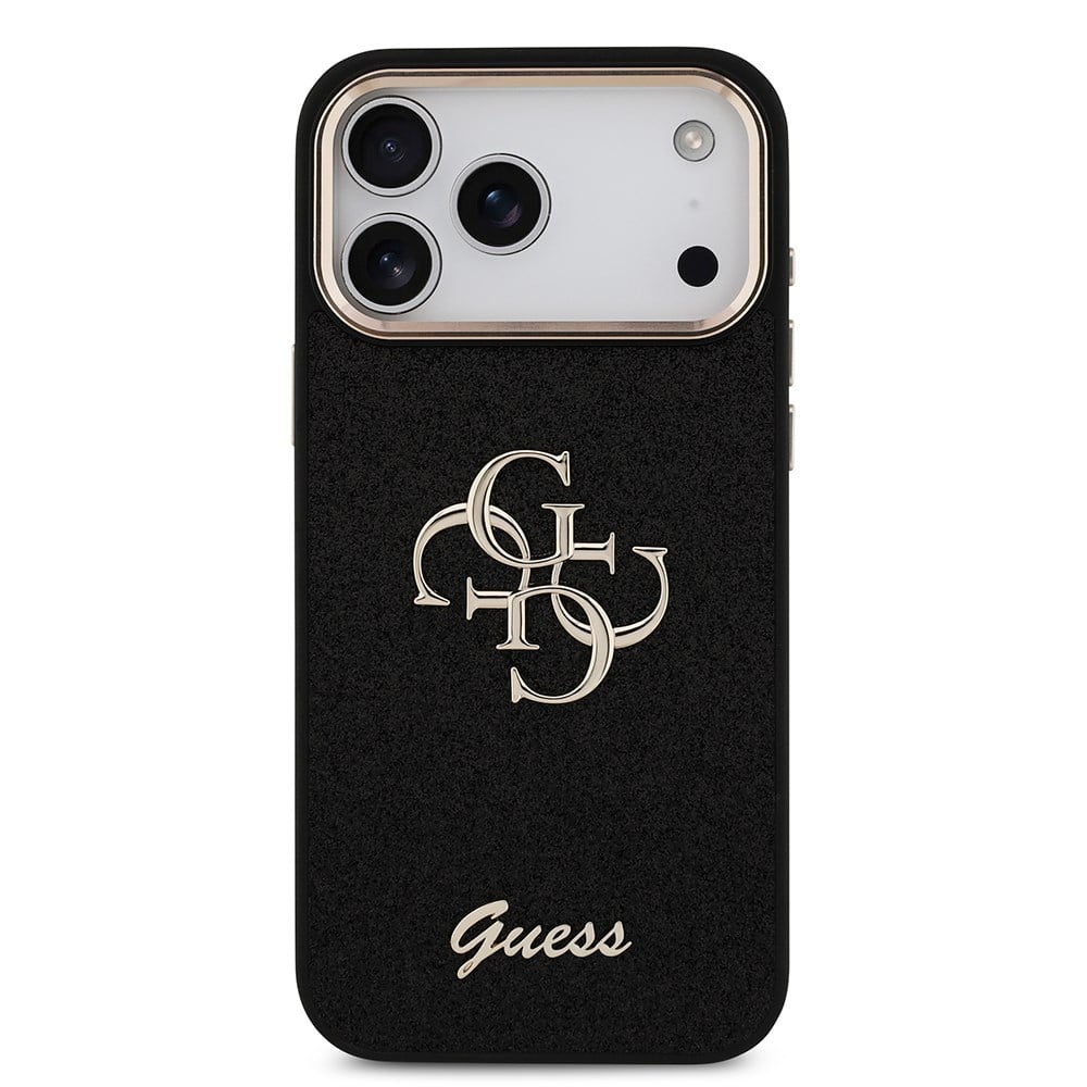 Apple iPhone 17 Pro Max Kılıf Guess Orjinal Lisanslı 4G Büyük Metal Kamera Çerçeveli ve Logolu Glitter Kapak
