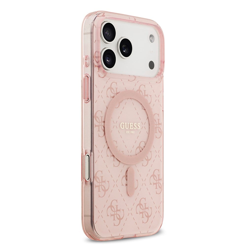 Apple iPhone 17 Pro Max Kılıf Guess Orjinal Lisanslı M-safe Şarj Özellikli IML Baskılı Klasik Logolu 4G Desenli Kapak