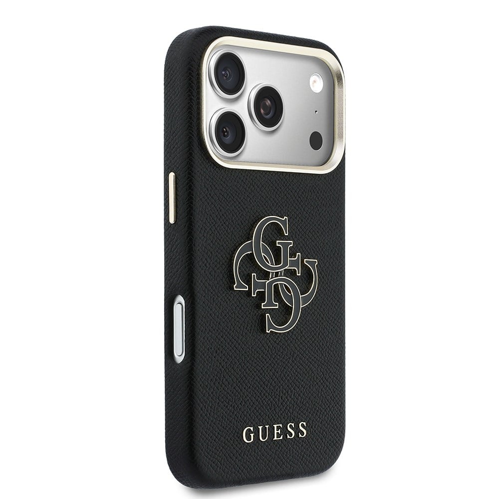 Apple iPhone 17 Pro Max Kılıf Guess Orjinal Lisanslı 4G Büyük Metal Kamera Çerçeveli PU Deri Resin Kapak