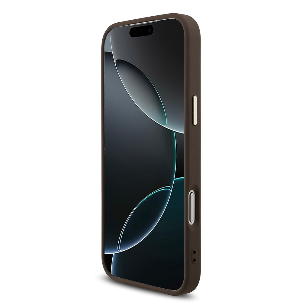 Apple iPhone 17 Pro Max Kılıf Guess Orjinal Lisanslı M-safe Şarj Özellikli Taşlı Üçgen Logo 4G Desenli Kapak