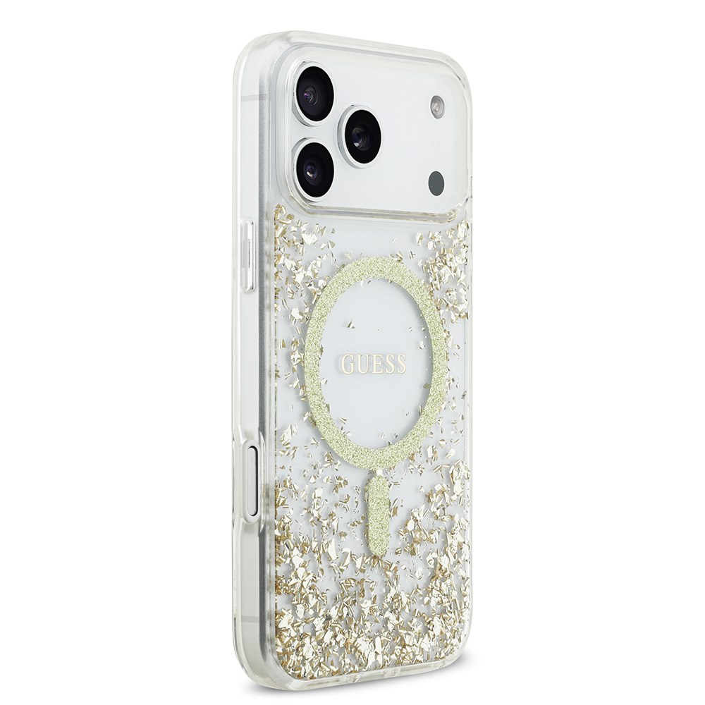 Apple iPhone 17 Pro Max Kılıf Guess Orjinal Lisanslı M-safe Şarj Özellikli Transparan Resin Bottom Kapak