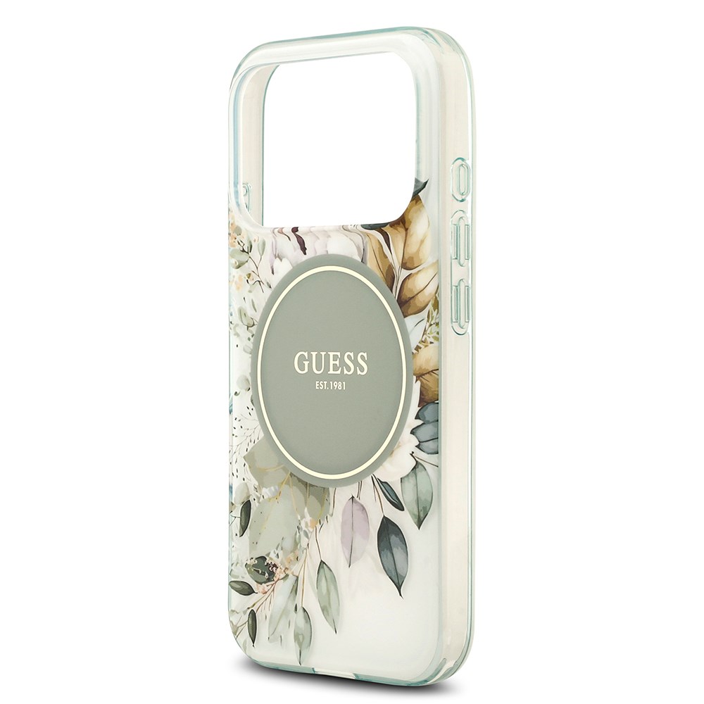 Apple iPhone 17 Pro Max Kılıf Guess Orjinal Lisanslı M-safe Şarj Özellikli Flower Tonal Circle Kapak