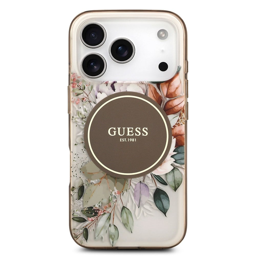 Apple iPhone 17 Pro Max Kılıf Guess Orjinal Lisanslı M-safe Şarj Özellikli Flower Tonal Circle Kapak