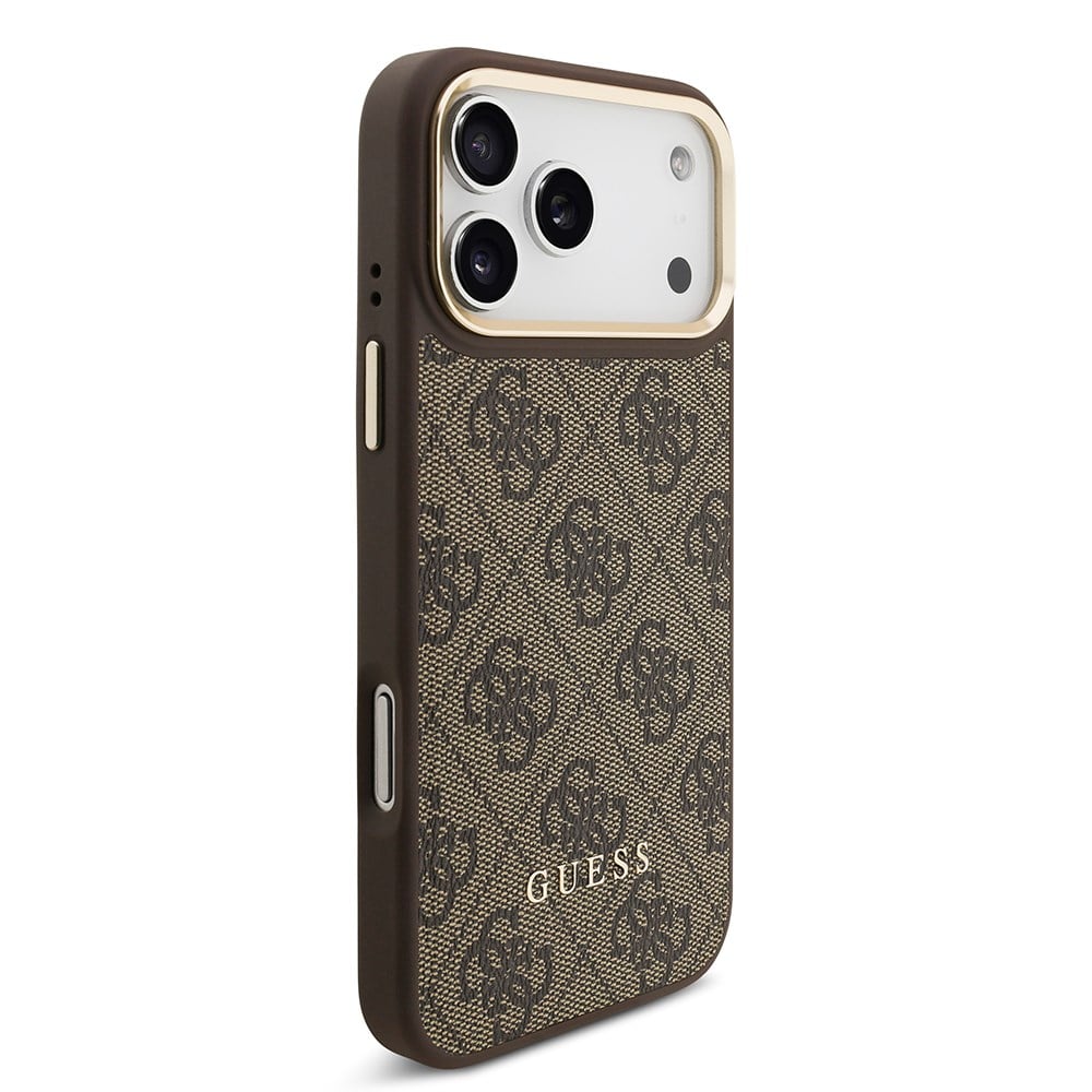 Apple iPhone 17 Pro Max Kılıf Guess Orjinal Lisanslı M-safe Şarj Özellikli 4G Metal Büyük Logolu Kartlıklı Kapak