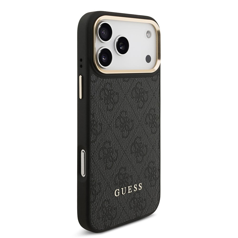 Apple iPhone 17 Pro Max Kılıf Guess Orjinal Lisanslı M-safe Şarj Özellikli 4G Metal Büyük Logolu Kartlıklı Kapak
