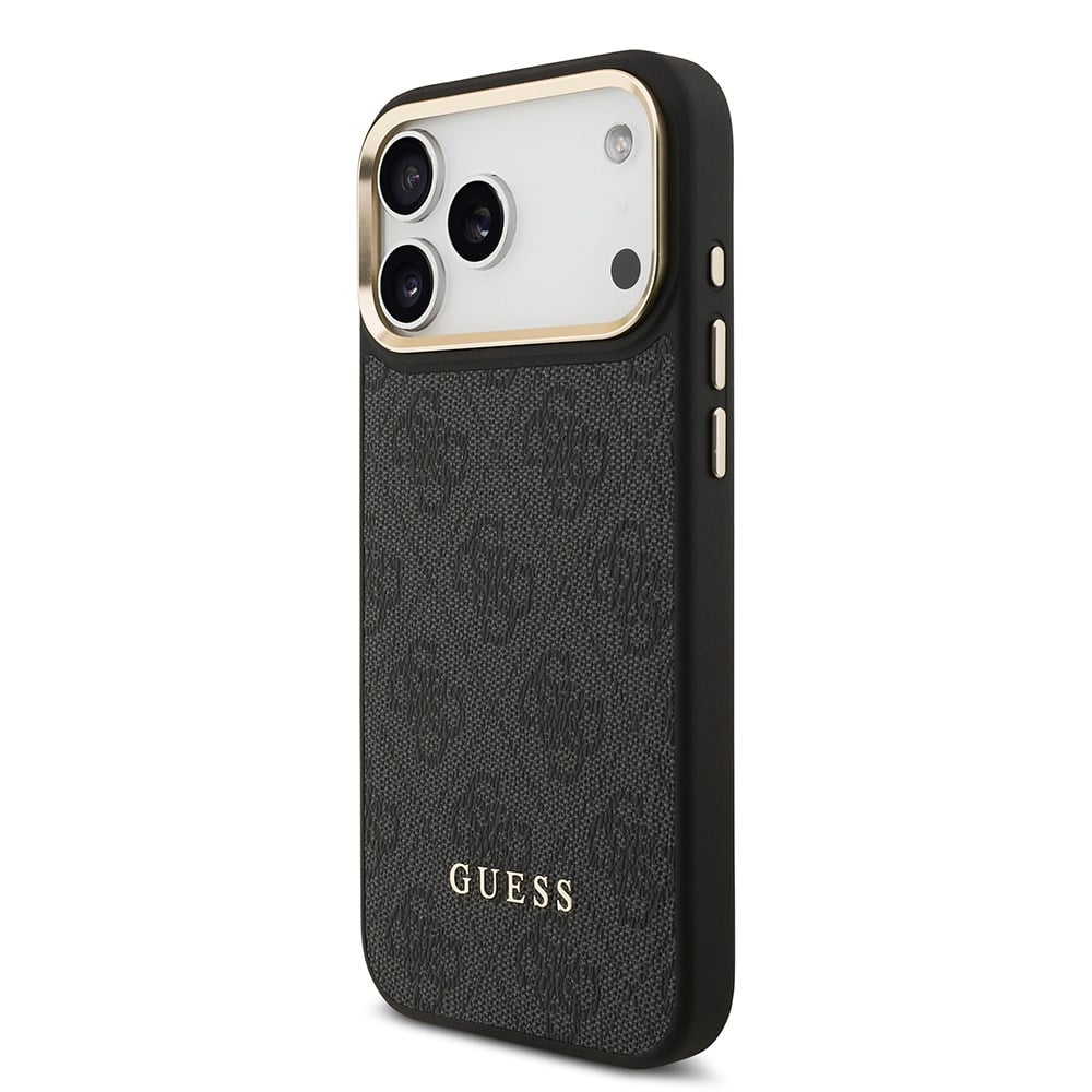 Apple iPhone 17 Pro Max Kılıf Guess Orjinal Lisanslı M-safe Şarj Özellikli 4G Metal Büyük Logolu Kartlıklı Kapak