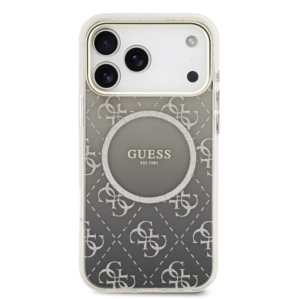 Apple iPhone 17 Pro Max Kılıf Guess Orjinal Lisanslı M-safe Şarj Özellikli 4G Desenli Simli Silikon Kapak