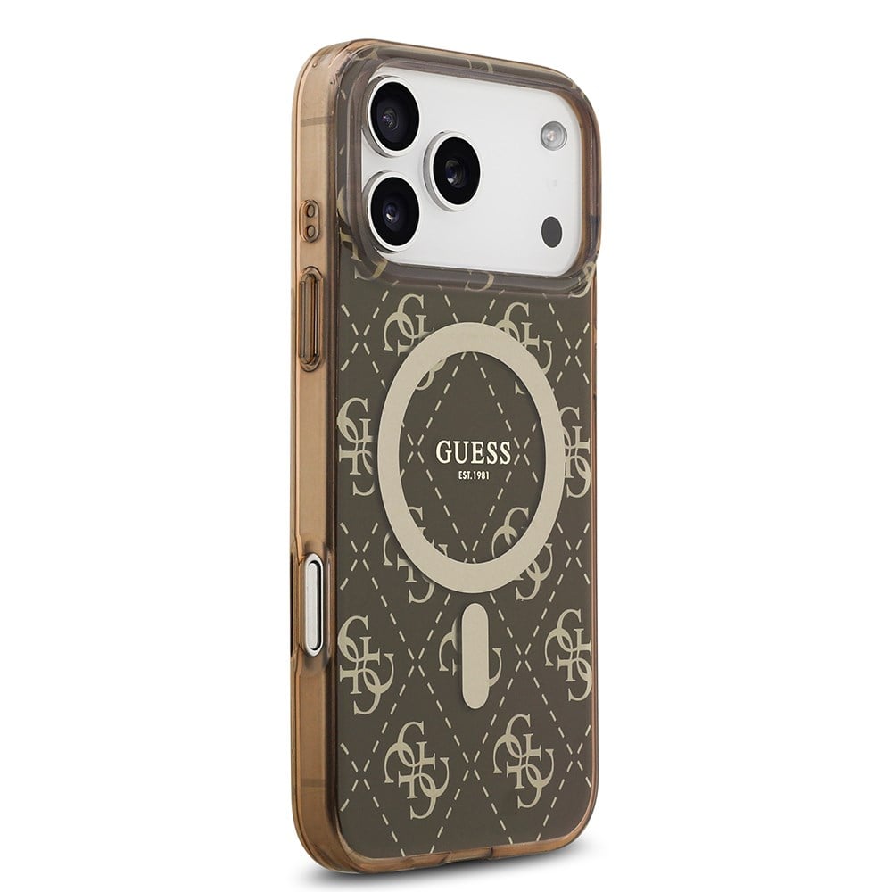 Apple iPhone 17 Pro Max Kılıf Guess Orjinal Lisanslı M-safe Şarj Özellikli IML Baskılı Klasik Logolu 4G Desenli Kapak