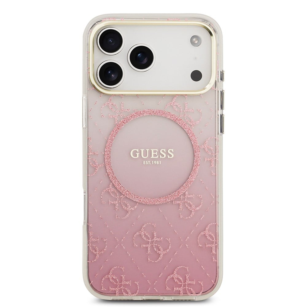 Apple iPhone 17 Pro Max Kılıf Guess Orjinal Lisanslı M-safe Şarj Özellikli 4G Desenli Simli Silikon Kapak