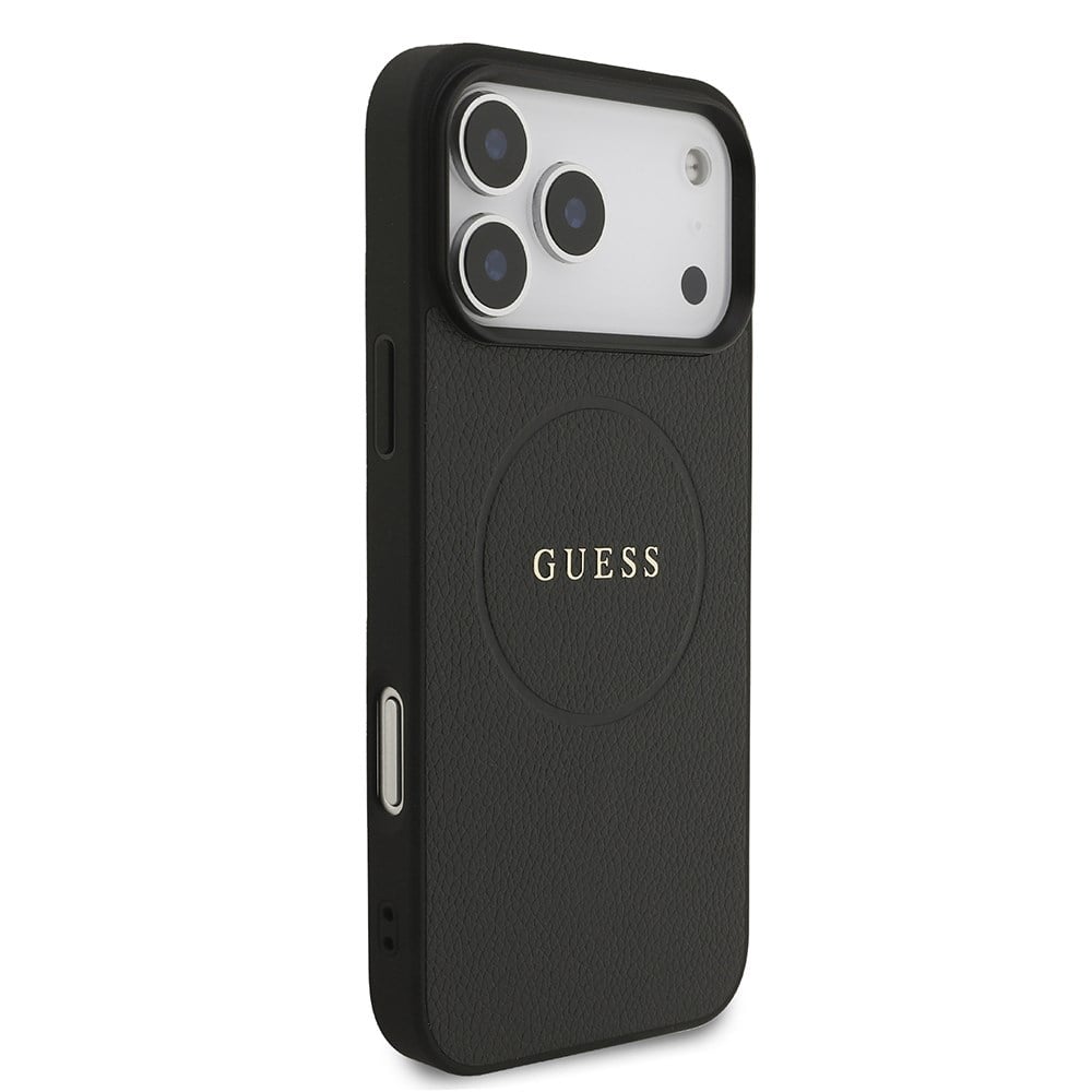 Apple iPhone 17 Pro Max Kılıf Guess Orjinal Lisanslı M-safe Şarj Özellikli Yazı Logolu PU Deri Kapak