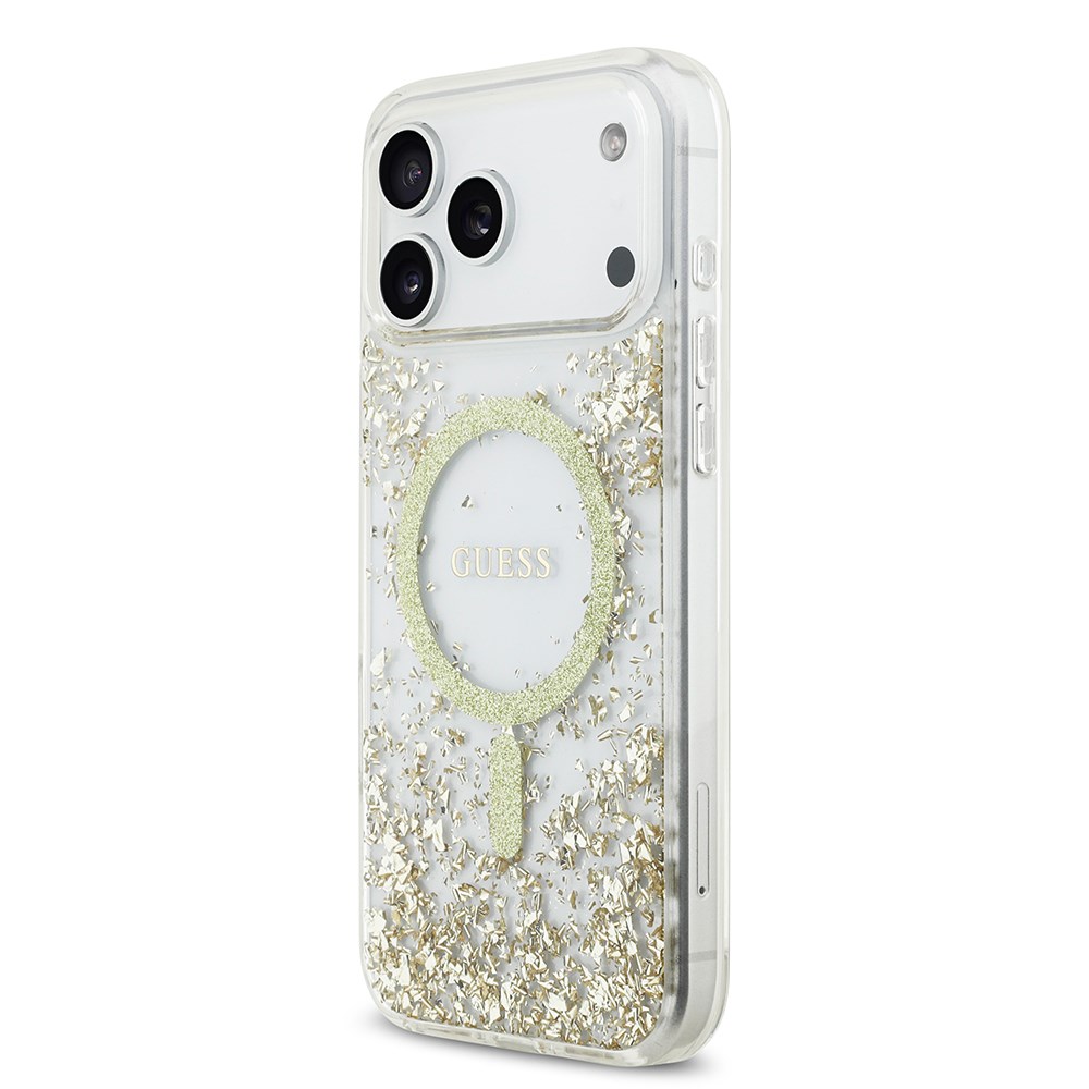 Apple iPhone 17 Pro Max Kılıf Guess Orjinal Lisanslı M-safe Şarj Özellikli Transparan Resin Bottom Kapak