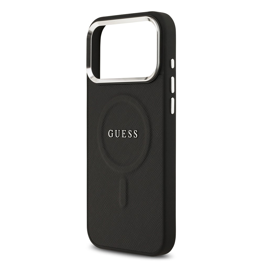 Apple iPhone 17 Pro Max Kılıf Guess Orjinal Lisanslı M-safe Şarj Özellikli Klasik Yazı Logolu PU Deri Kapak