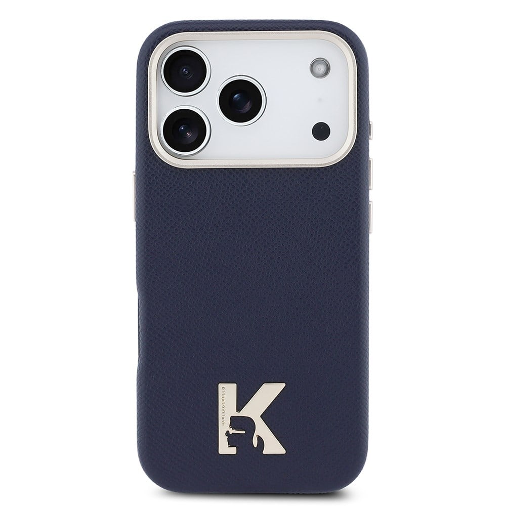 Apple iPhone 17 Pro Max Kılıf Karl Lagerfeld Orjinal Lisanslı M-safe Şarj Özellikli Gold Kamera Çerçeveli KHEAD Metal Logolu PU Deri Kapak