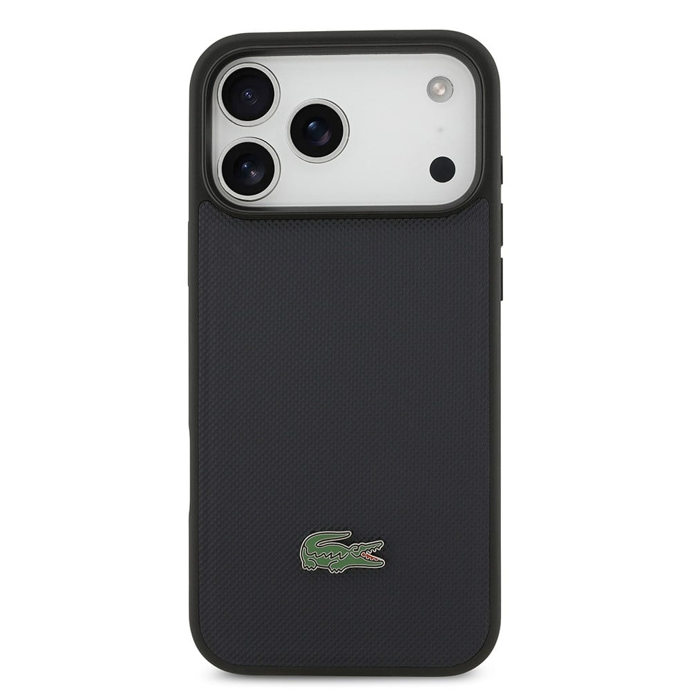 Apple iPhone 17 Pro Max Kılıf Lacoste Orjinal Lisanslı M-safe Şarj Özellikli PU Pike Desenli Metal Logolu Kapak
