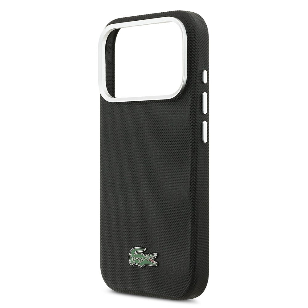 Apple iPhone 17 Pro Max Kılıf Lacoste Orjinal Lisanslı M-Safe Şarj Özellikli PVC Pike Desenli Arka Yüzey İkonik Timsah Dokuma Logolu Kapak