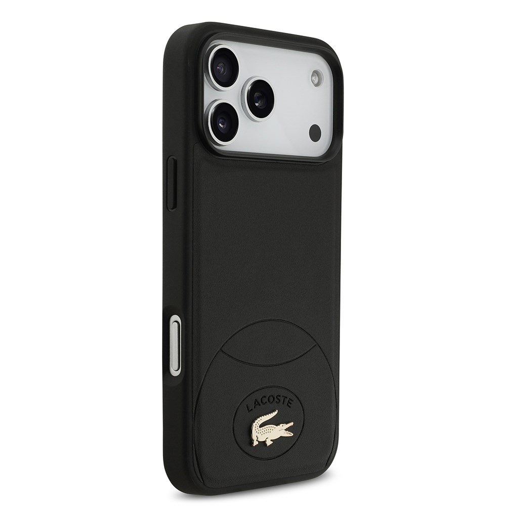 Apple iPhone 17 Pro Max Kılıf Lacoste Orjinal Lisanslı M-safe Şarj Özellikli PU Deri Tasarımlı Metal Logolu Kapak