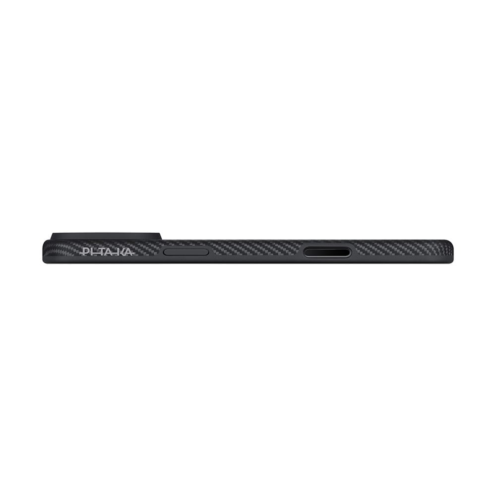 Apple iPhone 17 Pro Max Kılıf M-safe Şarj Özellikli 1500D Aramid Fiber Pitaka Military-Grade Classic Serisi Black-Grey Twill Kapak