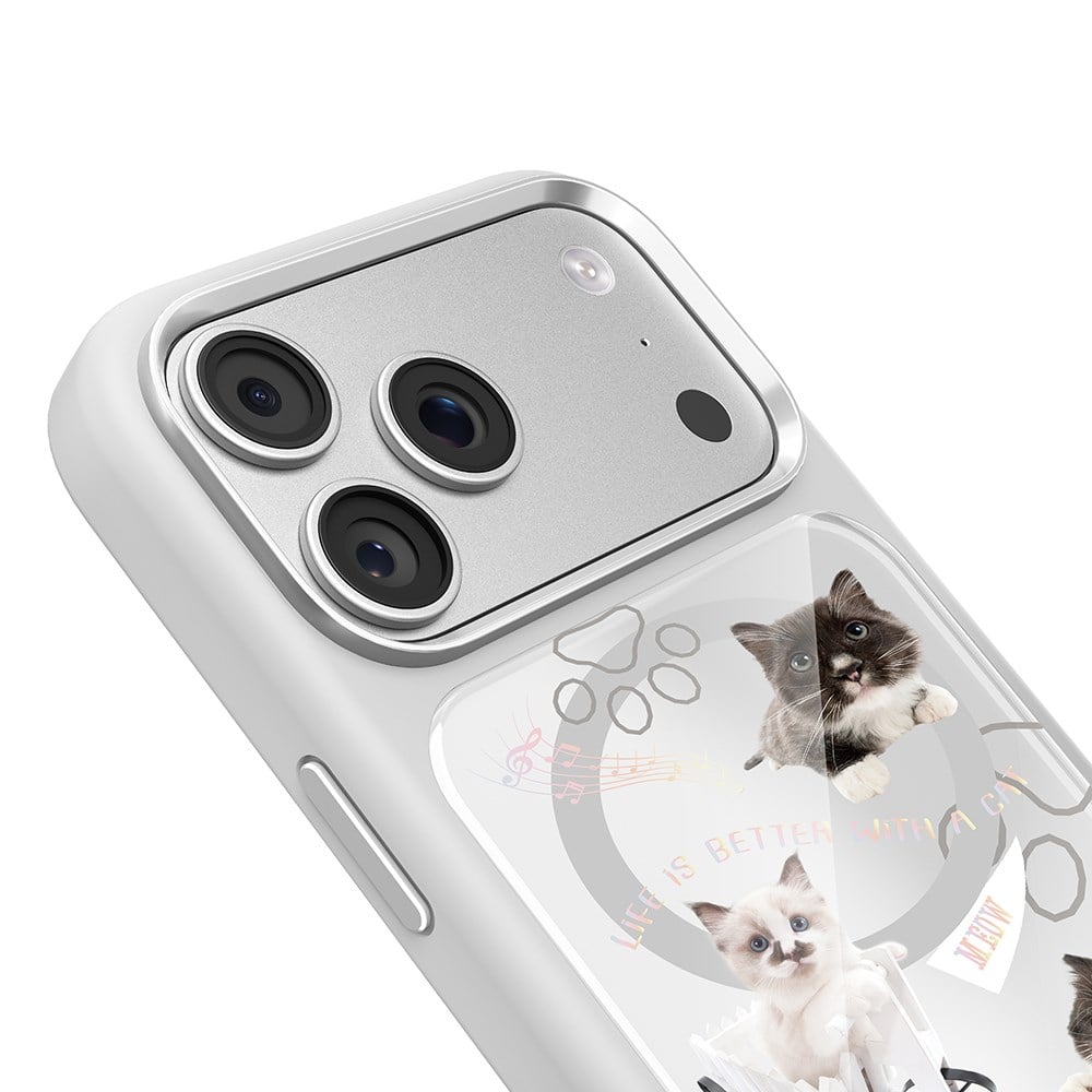 Apple iPhone 17 Pro Max Kılıf M-safe Şarj Özellikli 3D Baskılı Tasarım Mutural The Cat Serisi Kapak