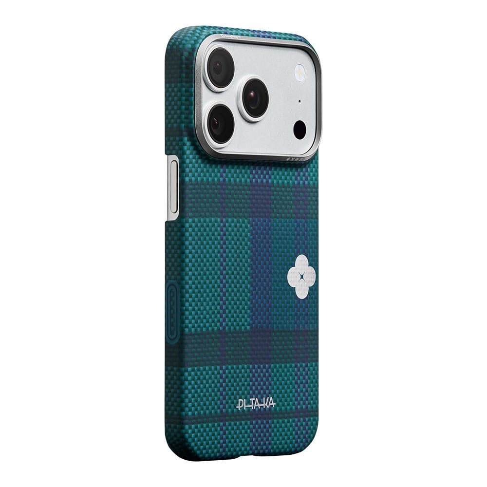 Apple iPhone 17 Pro Max Kılıf M-safe Şarj Özellikli Aramid Fiber Pitaka Flora in Grid Serisi Kapak