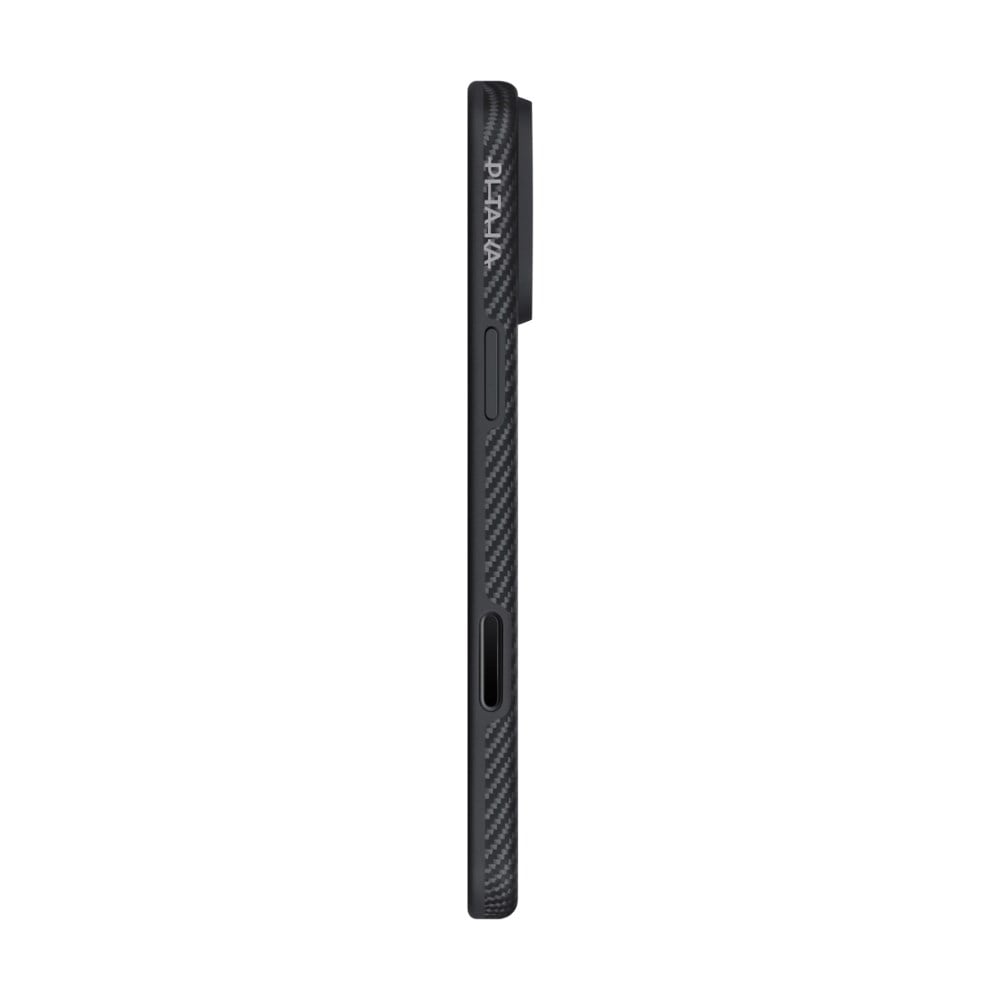 Apple iPhone 17 Pro Max Kılıf M-safe Şarj Özellikli 1500D Aramid Fiber Pitaka Military-Grade Classic Serisi Black-Grey Twill Kapak