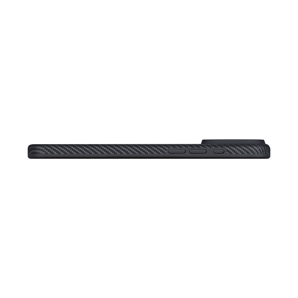 Apple iPhone 17 Pro Max Kılıf M-safe Şarj Özellikli 1500D Aramid Fiber Pitaka Military-Grade Classic Serisi Black-Grey Twill Kapak