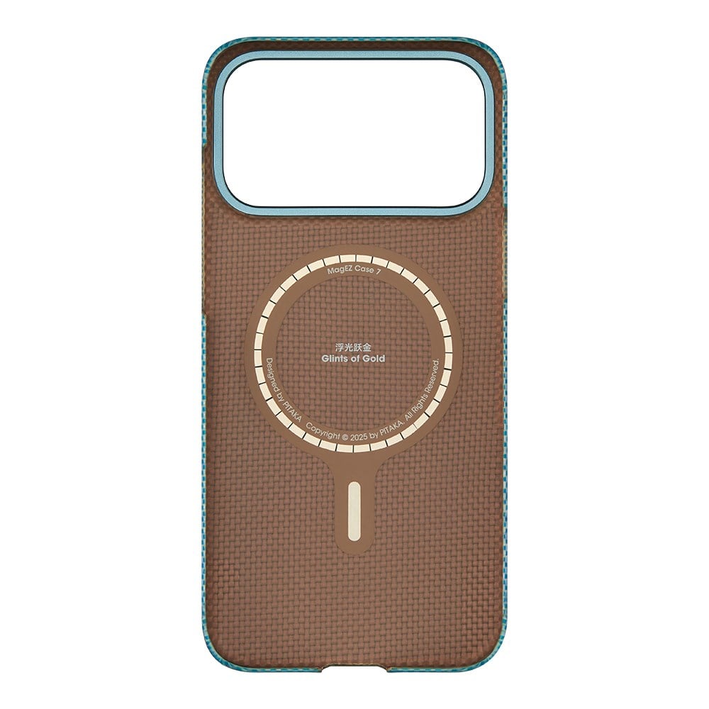 Apple iPhone 17 Pro Max Kılıf M-safe Şarj Özellikli Aramid Fiber Pitaka Glints of Gold Ultra Slim Serisi Kapak