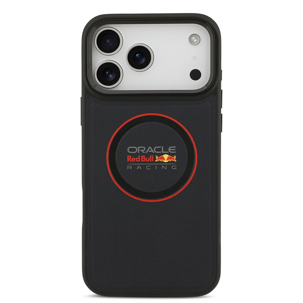 Apple iPhone 17 Pro Max Kılıf Redbull Orjinal Lisanslı M-safe Şarj Özellikli Kırmızı Halka ve Logo Kabartmalı PU Deri Kapak