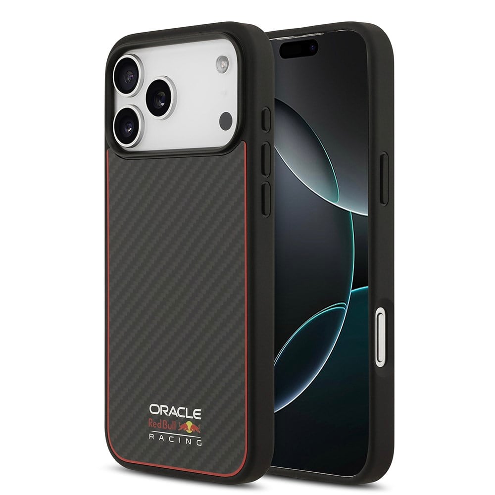 Apple iPhone 17 Pro Max Kılıf Redbull Orjinal Lisanslı M-safe Şarj Özellikli Karbon Fiber Parlayan Logolu Kapak