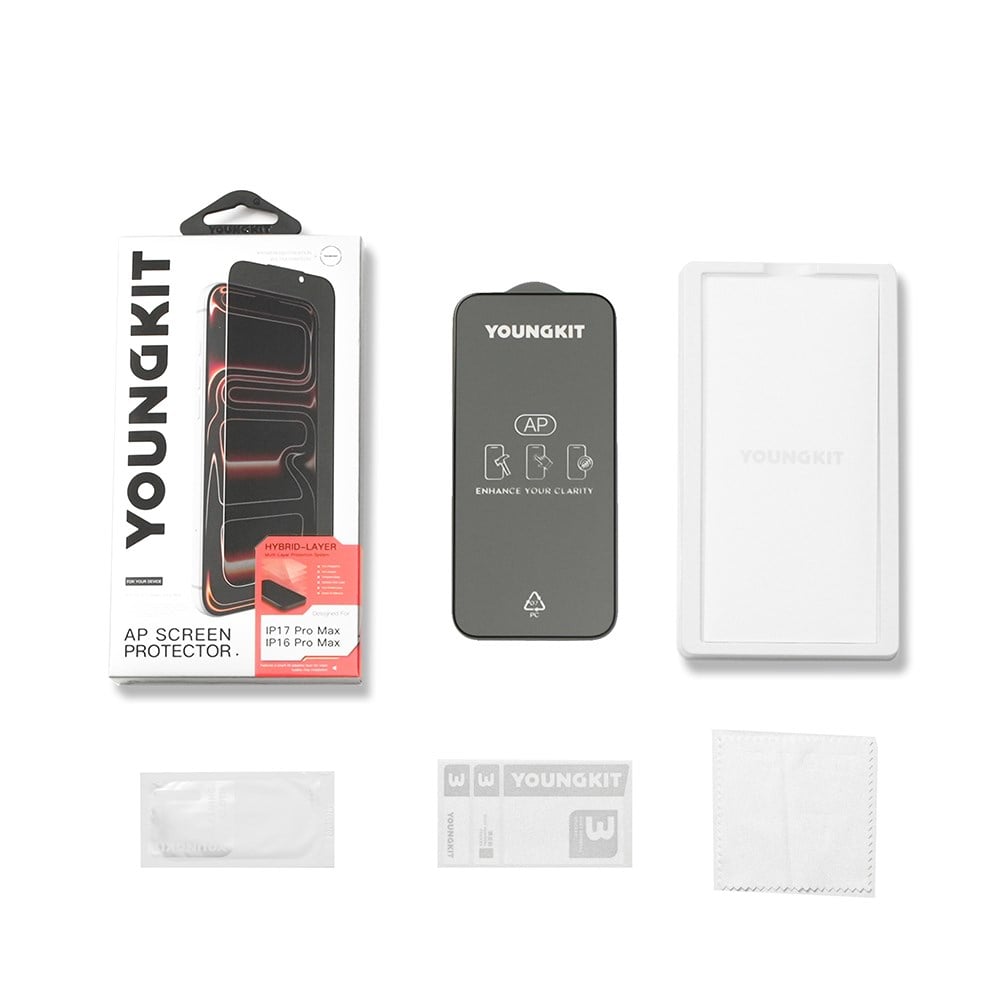 Apple iPhone 17 Pro Youngkit 2.5D Parmak İzi Bırakmayan 0.33mm Privacy Temperli Cam Ekran Koruyucu