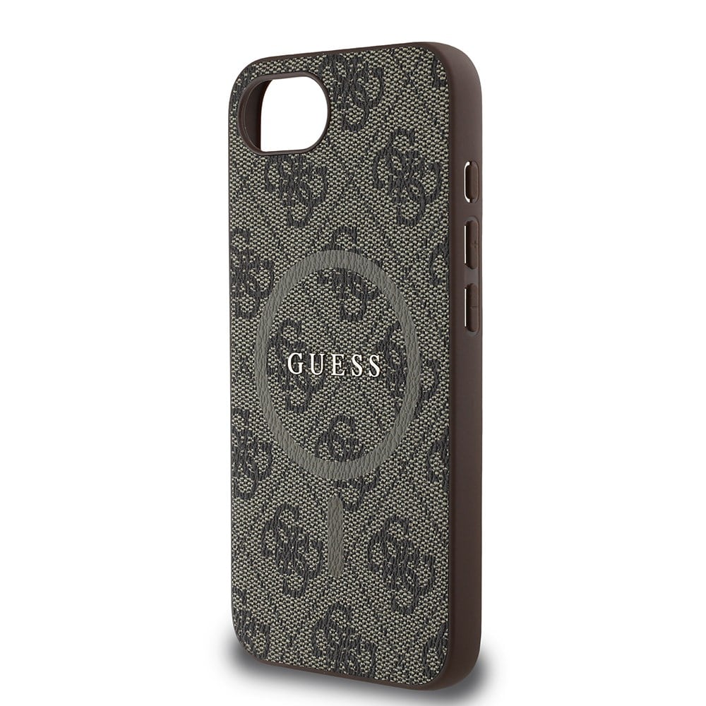 Apple iPhone 17E Kılıf Guess Orjinal Lisanslı M-safe Şarj Özellikli PU Halkalı 4G Desenli Yazı Logolu Kapak