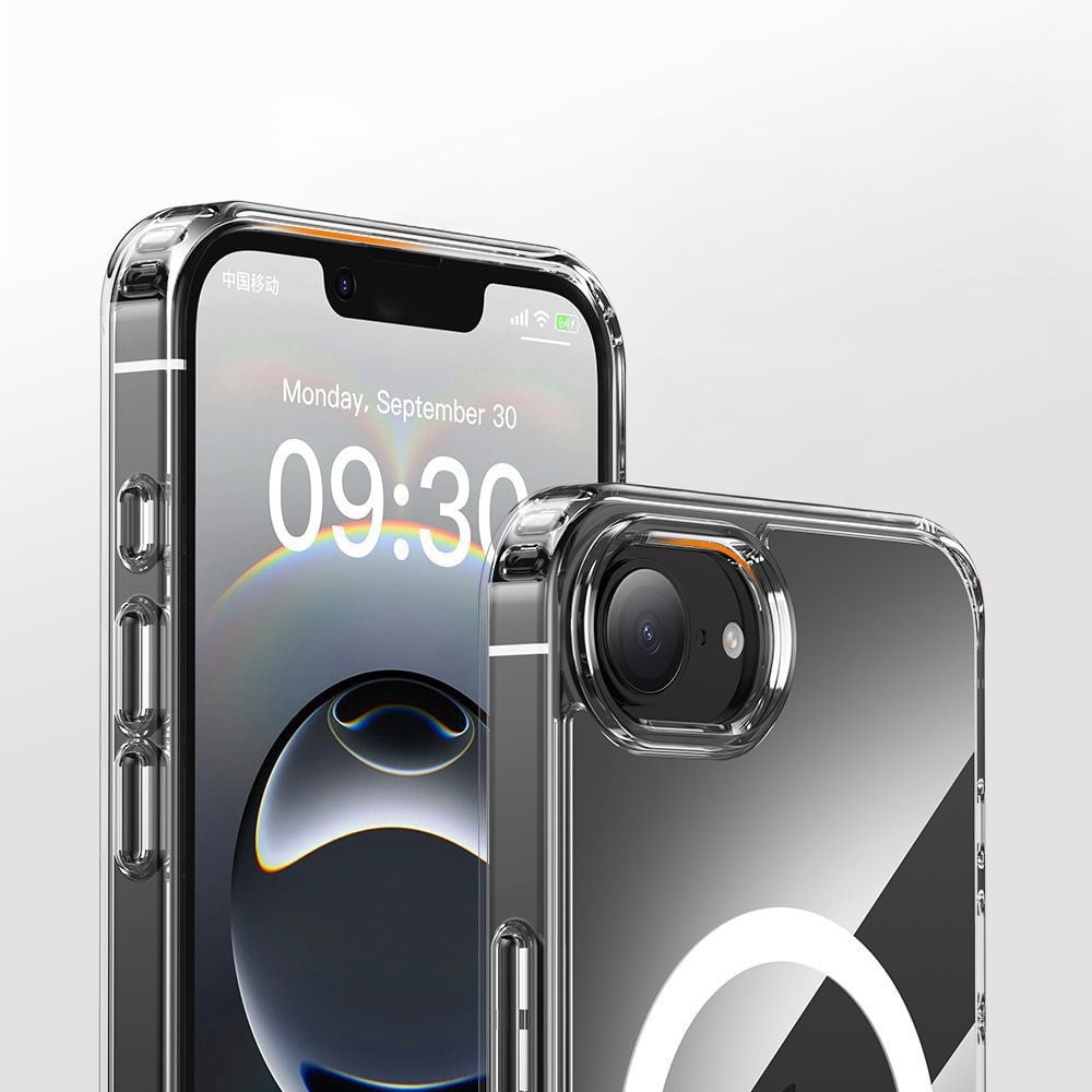 Apple iPhone 17E Kılıf M-safe Şarj Özellikli Şeffaf Sert PC Zore Embos Kapak