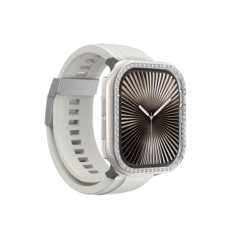 Apple Watch 10 46mm Amazingthing Gleam Fit FullGuard Taşlı Sert PC Kasa ve Ekran Koruyucu